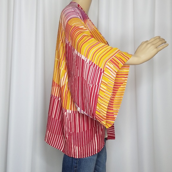 CAbi Mon Ami open kimono sunset stripe top M - Picture 3 of 8